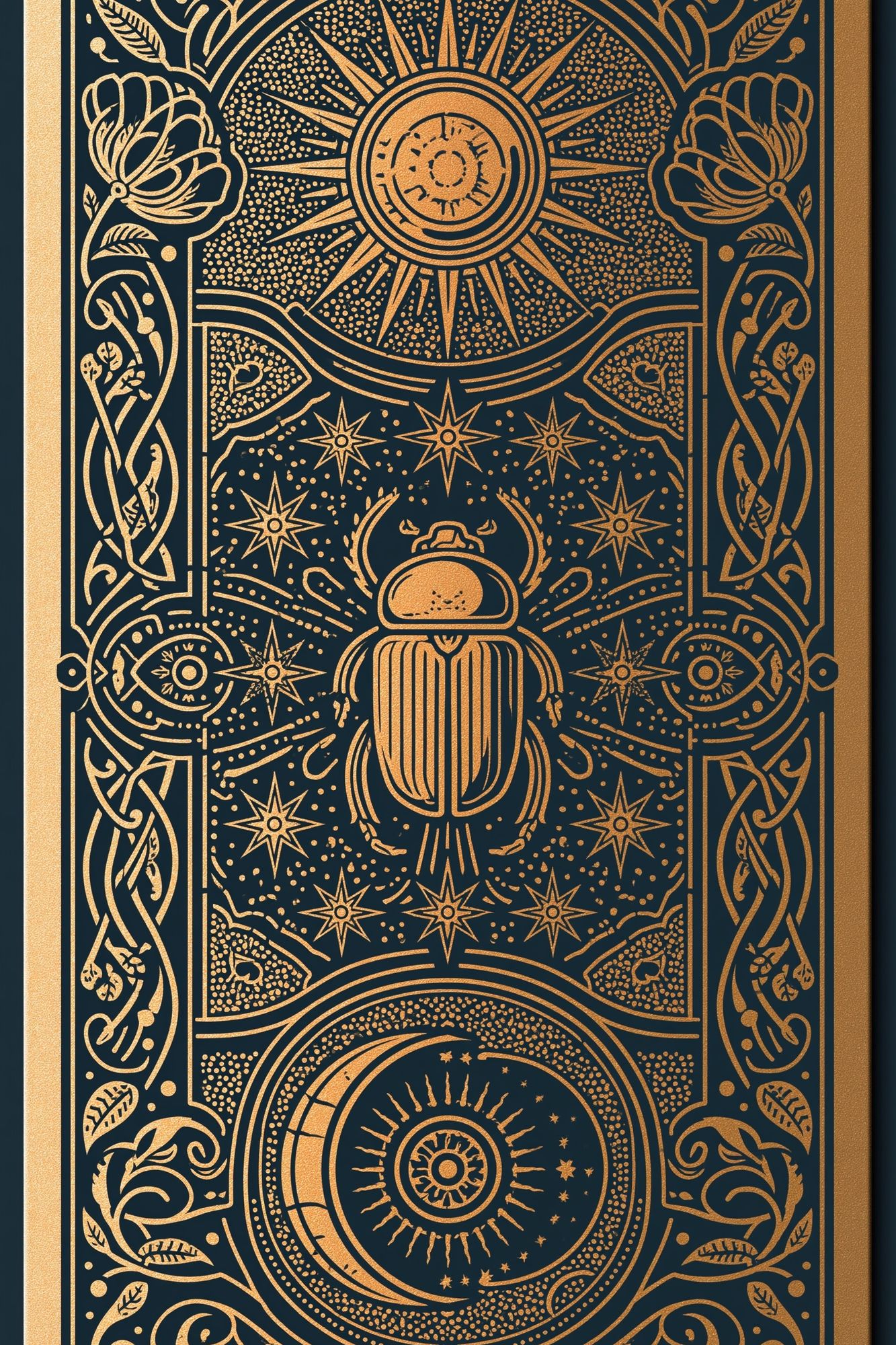 Golden Scarab Celestial Illustration Poster. poster detail