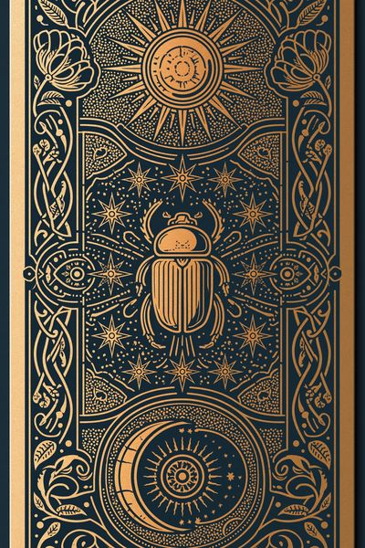 Golden Scarab Celestial Illustration Poster. poster print