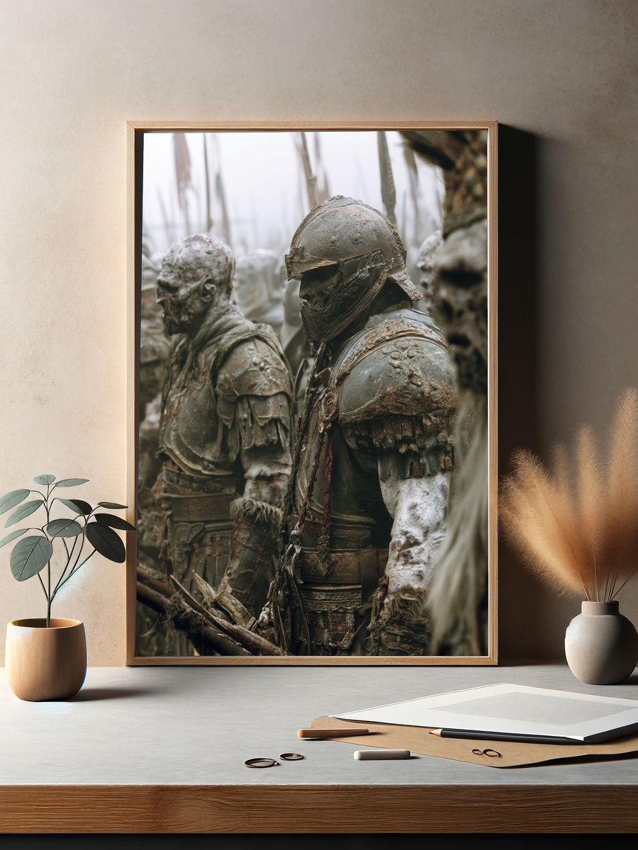Ancient Warrior Lineup Illustration Print. — room view 2