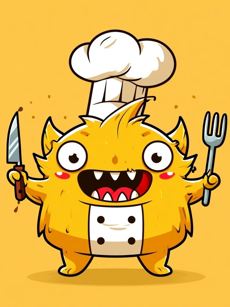 Chef Monster Cartoon Poster. poster detail