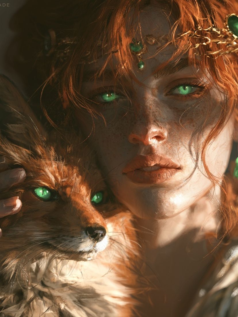 Mystic Fox Portrait Print. poster detail