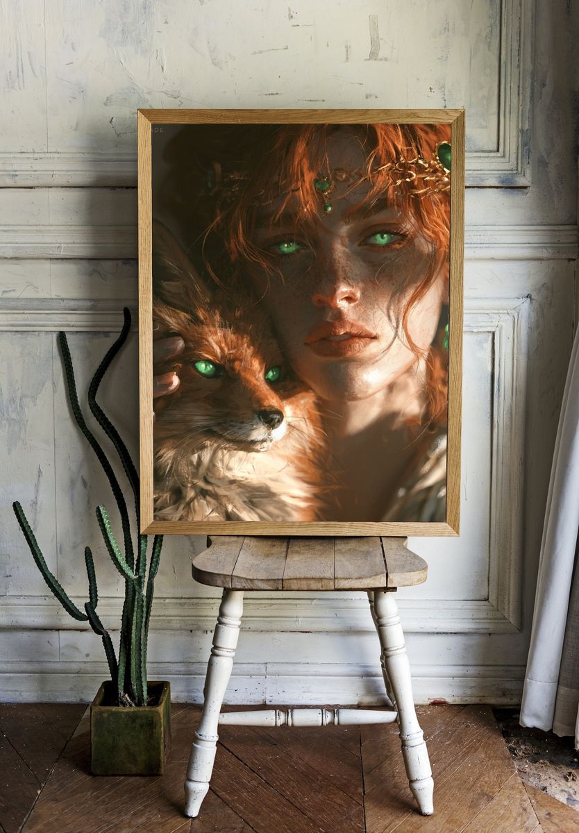 Mystic Fox Portrait Print. — room view 1