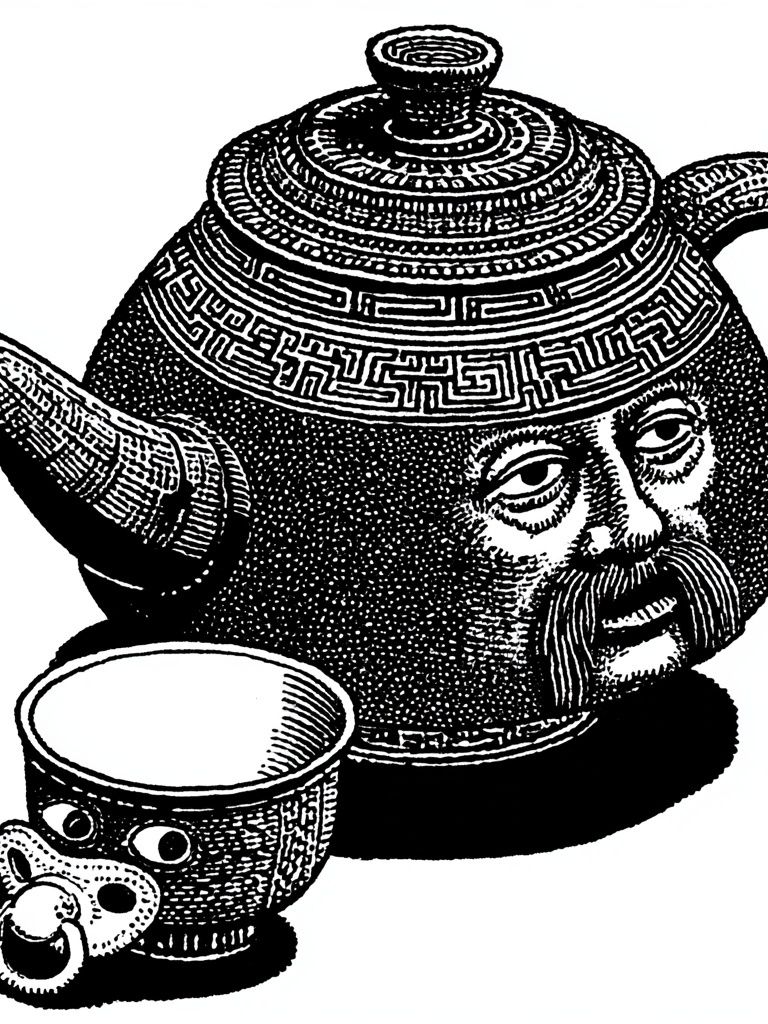 Teapot Face Illustration Poster. poster detail