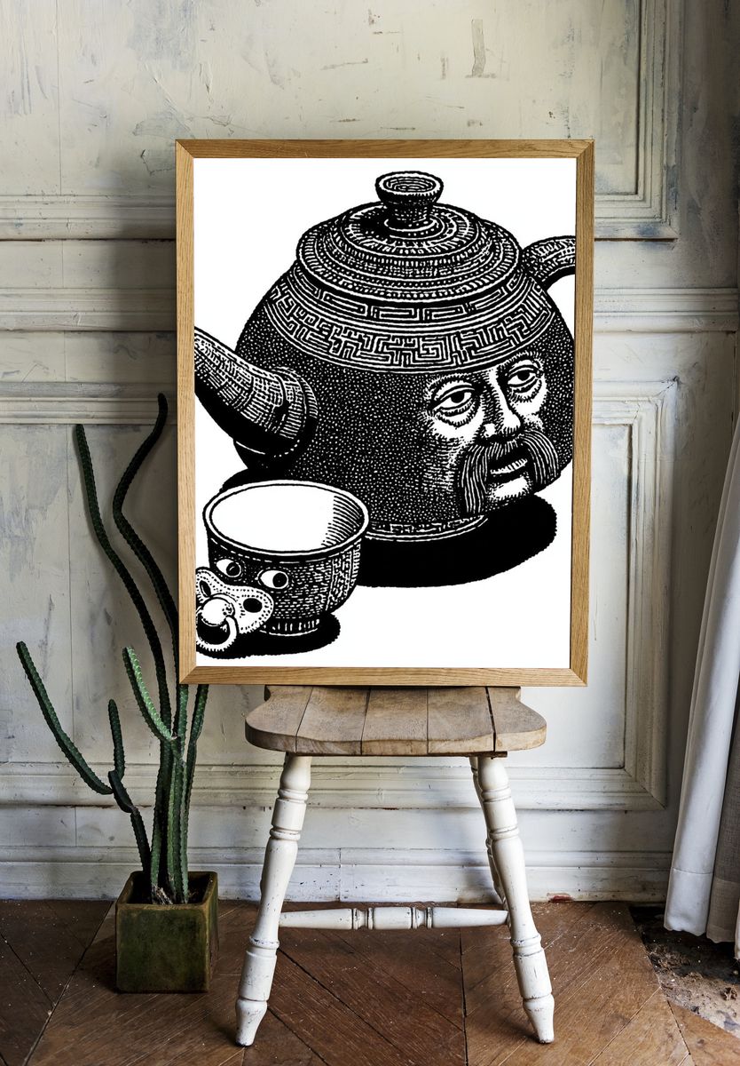 Teapot Face Illustration Poster. — room view 1