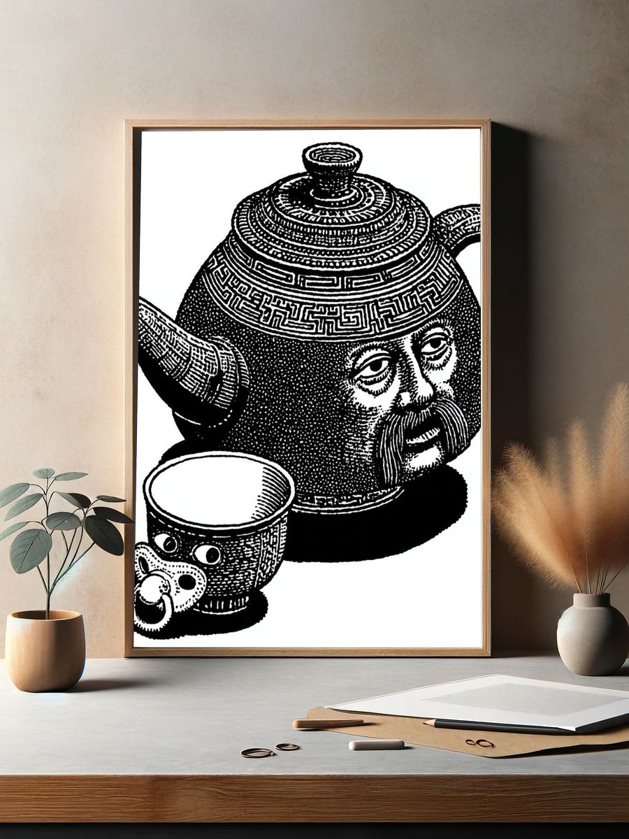Teapot Face Illustration Poster. — room view 2