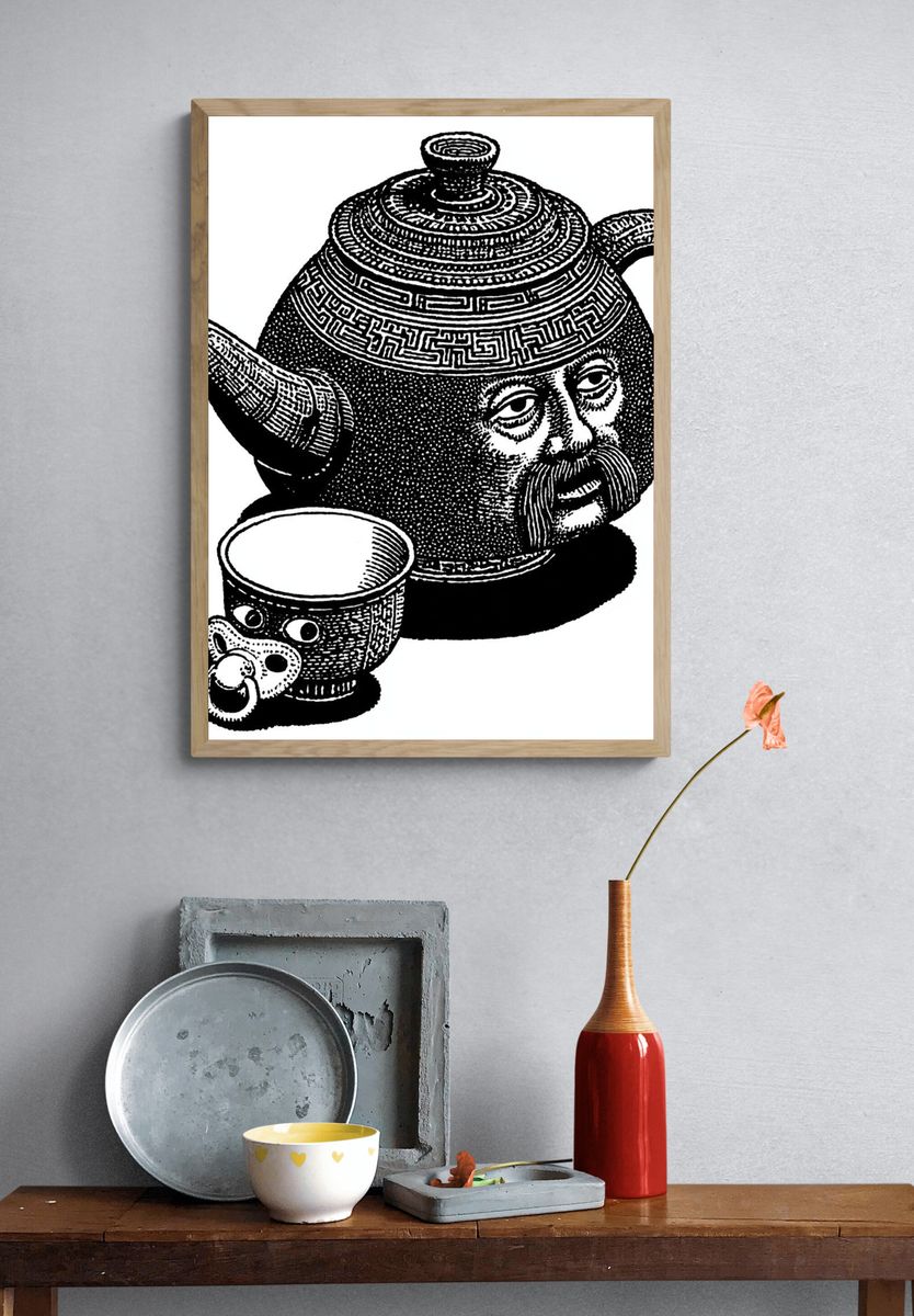 Teapot Face Illustration Poster. — room view 3
