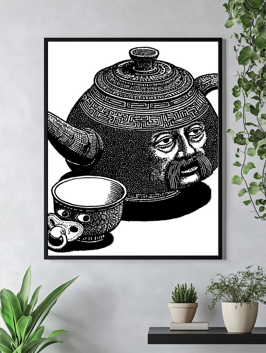 Teapot Face Illustration Poster. — room view 4