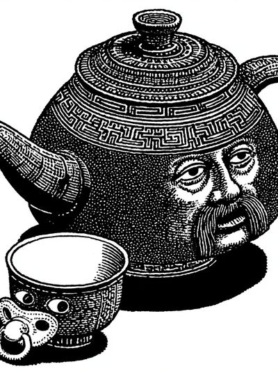 Teapot Face Illustration Poster. poster