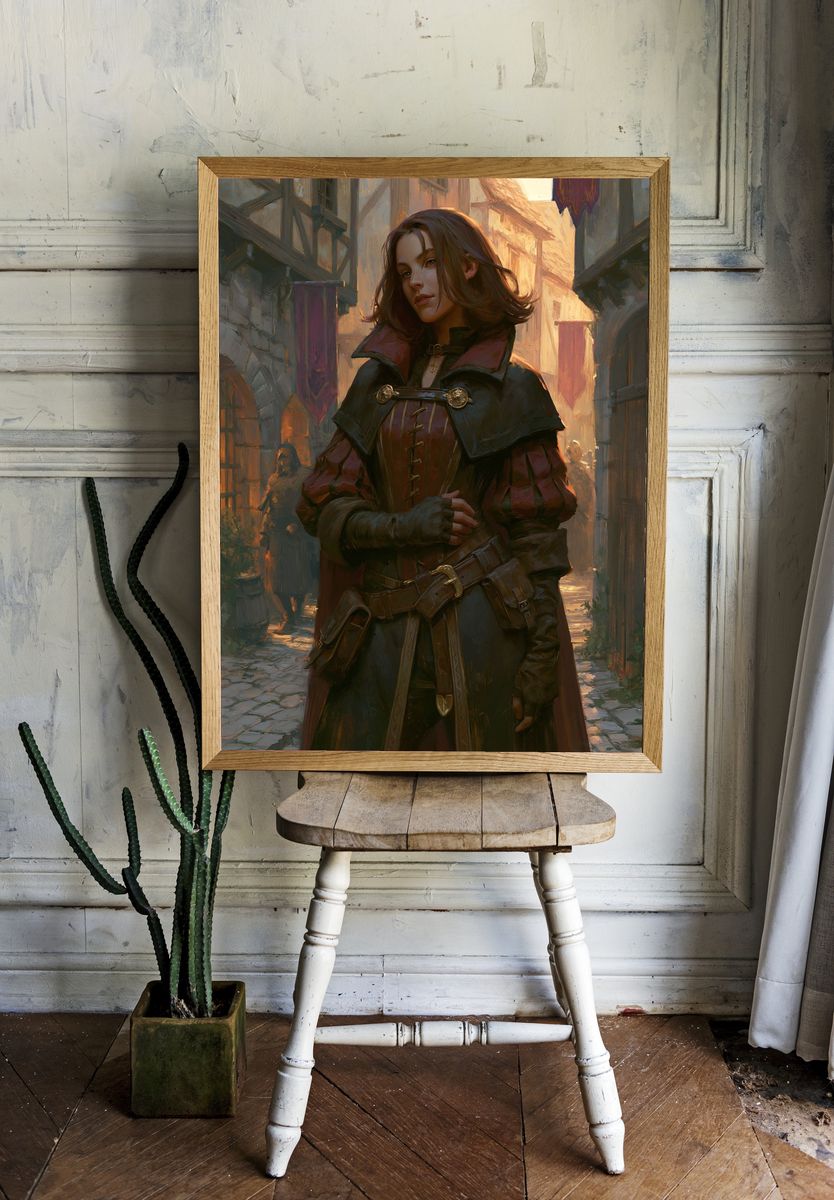Medieval Warrior Portrait Print. room preview