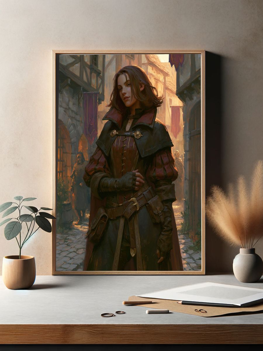 Medieval Warrior Portrait Print. — room view 2