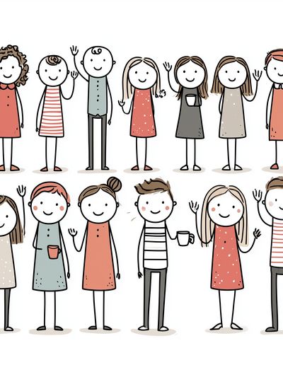 Cute Family Characters Illustration Print. poster