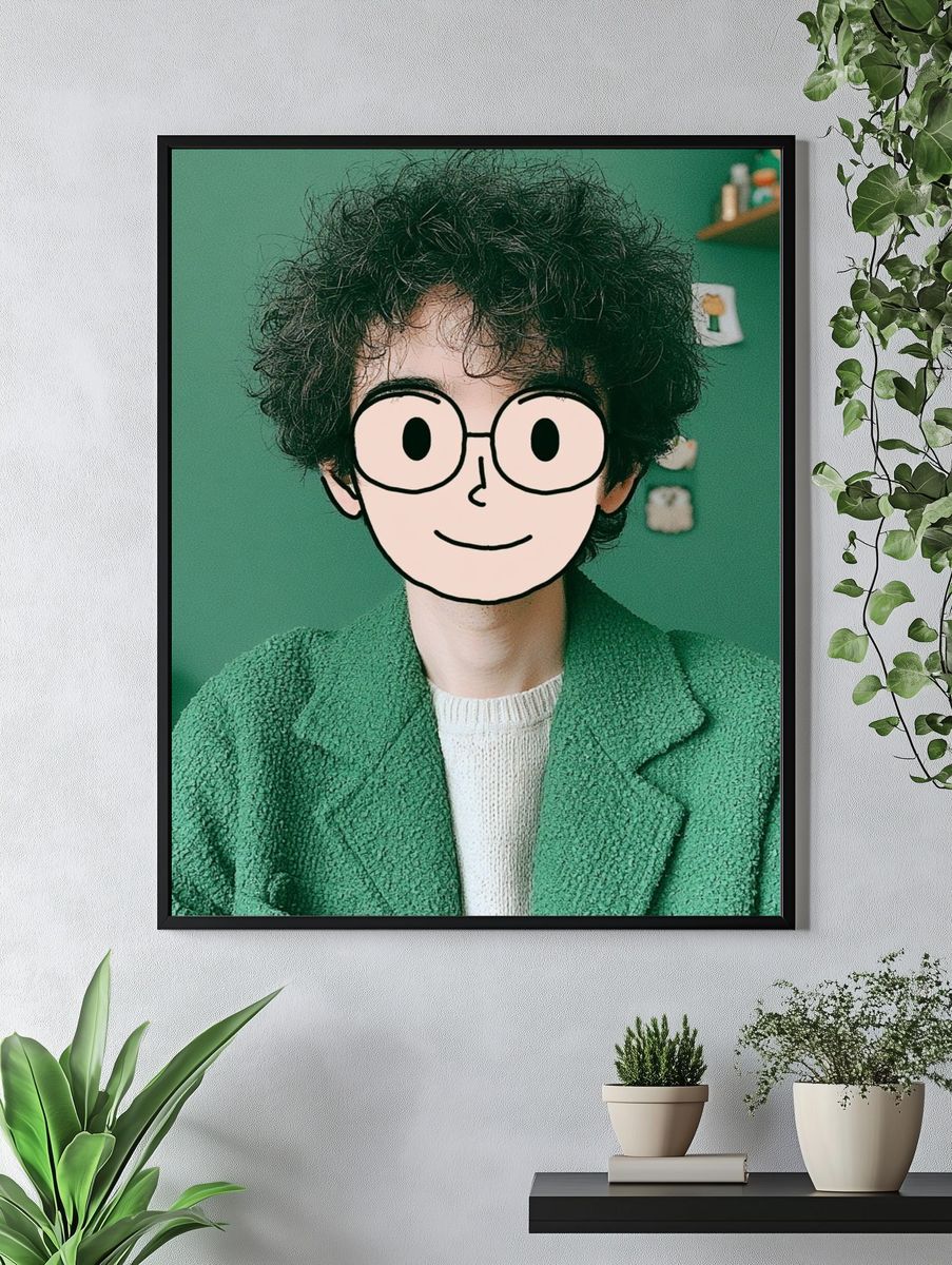Cartoon Face Portrait Print. — room view 4