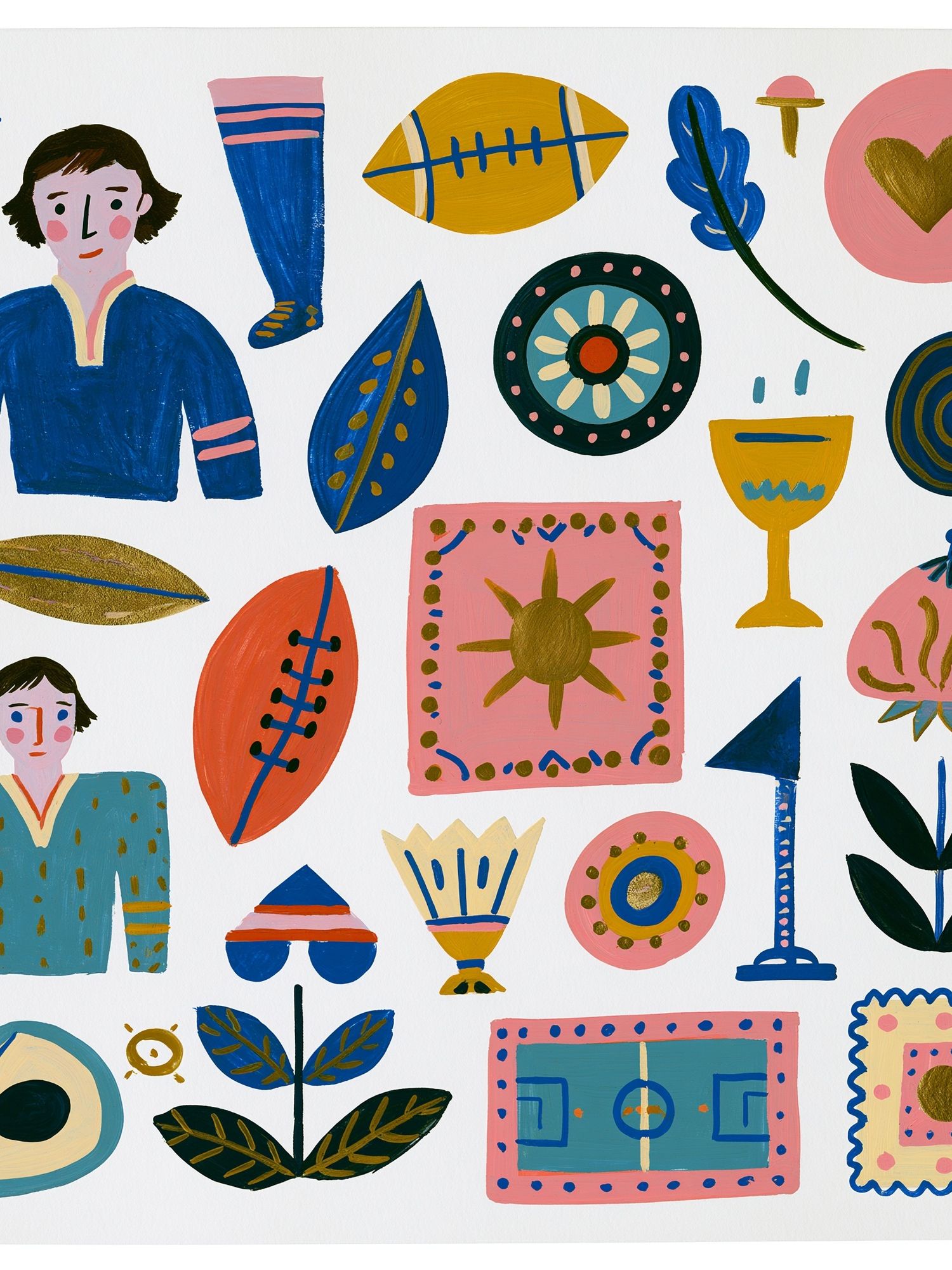 Playful Folk Symbols Illustration Poster. poster detail