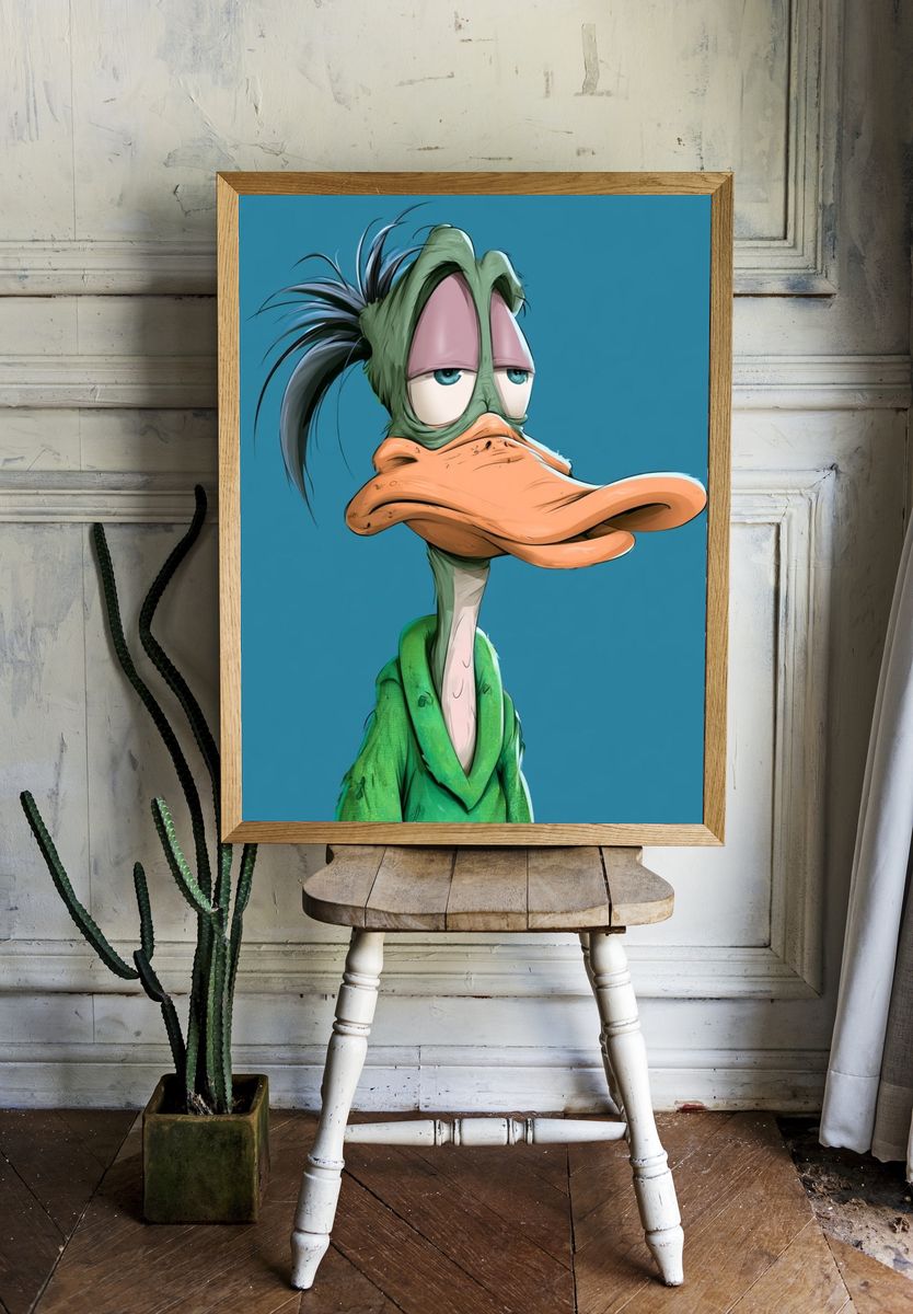 Daffy Duck Portrait Illustration Poster. room preview
