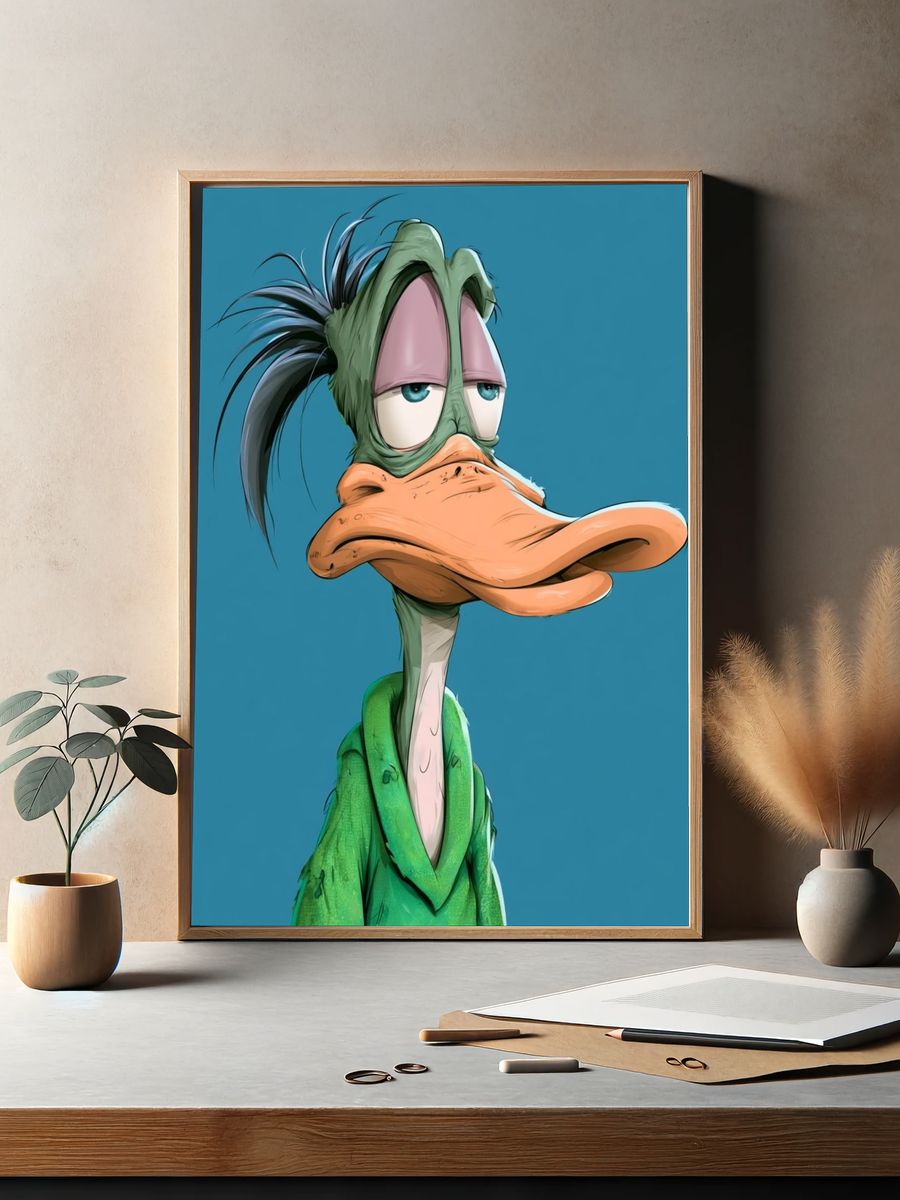 Daffy Duck Portrait Illustration Poster. — room view 2