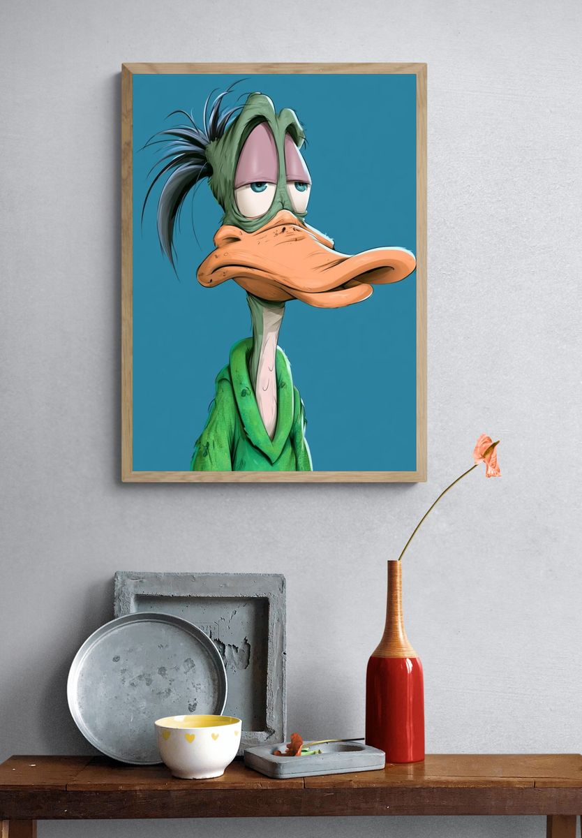 Daffy Duck Portrait Illustration Poster. — room view 3