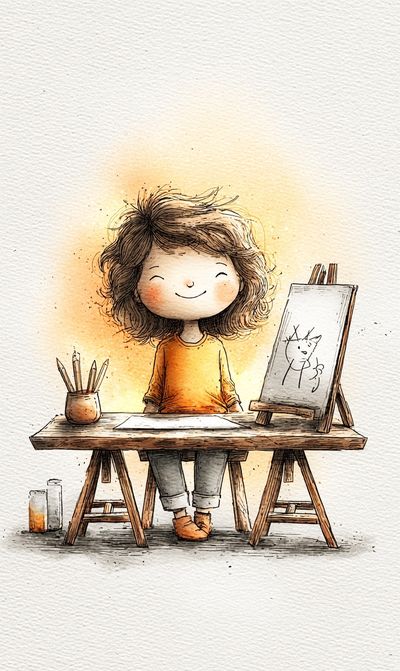Little Artist Watercolor Illustration Poster. poster