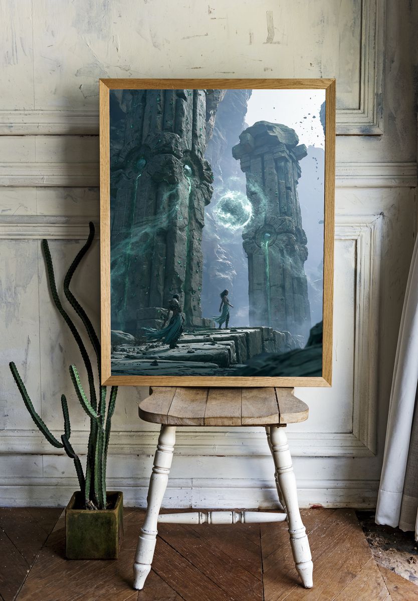 Mystic Ruins Portal Fantasy Print. room preview