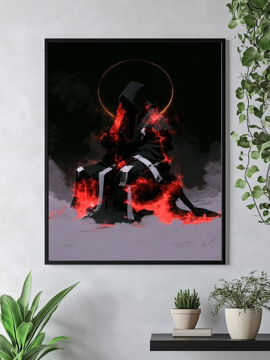 Infernal Hooded Figure Digital Art Poster. — room view 4