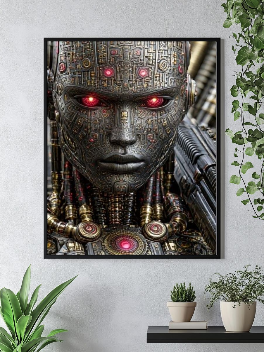 Cybernetic Android Portrait Print. — room view 4