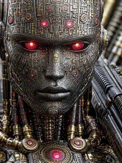 Cybernetic Android Portrait Print. poster
