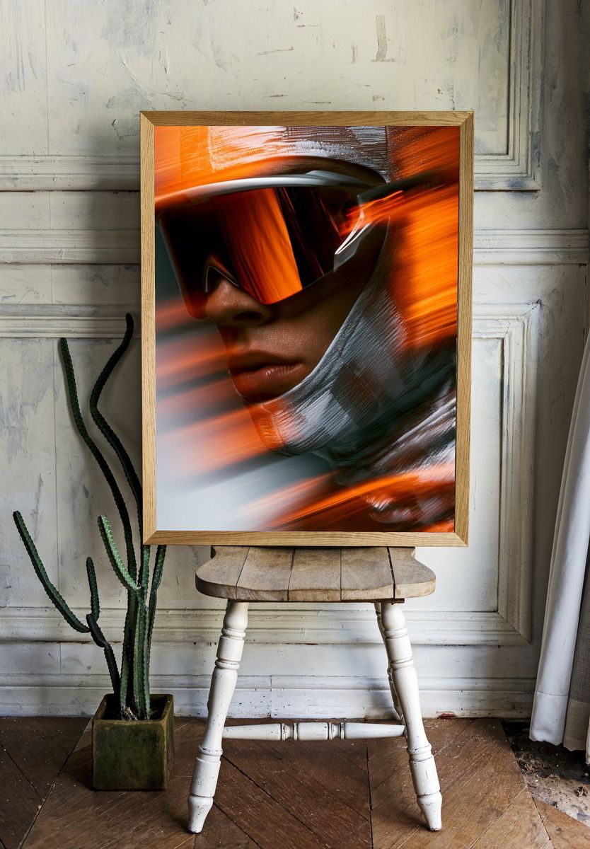 Futuristic Helmet Portrait Print. — room view 1