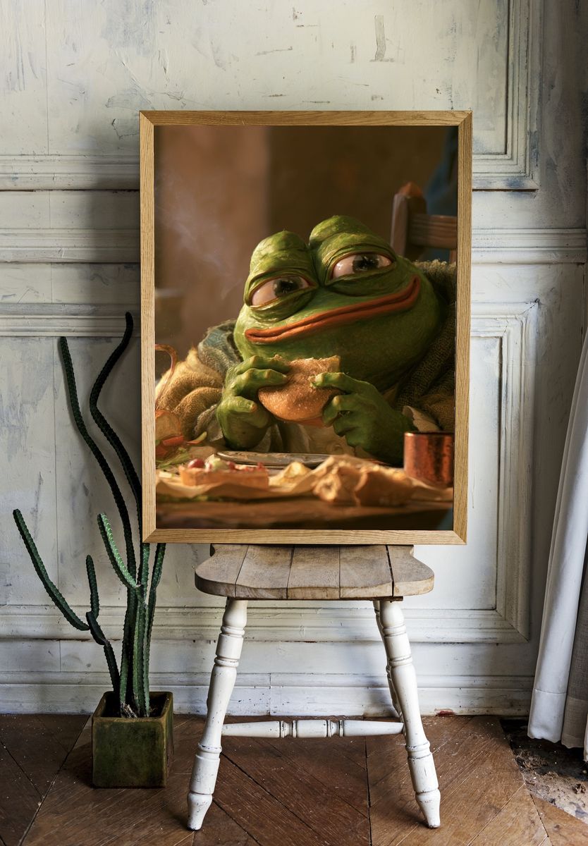 Frog Breakfast Portrait Print. — room view 1