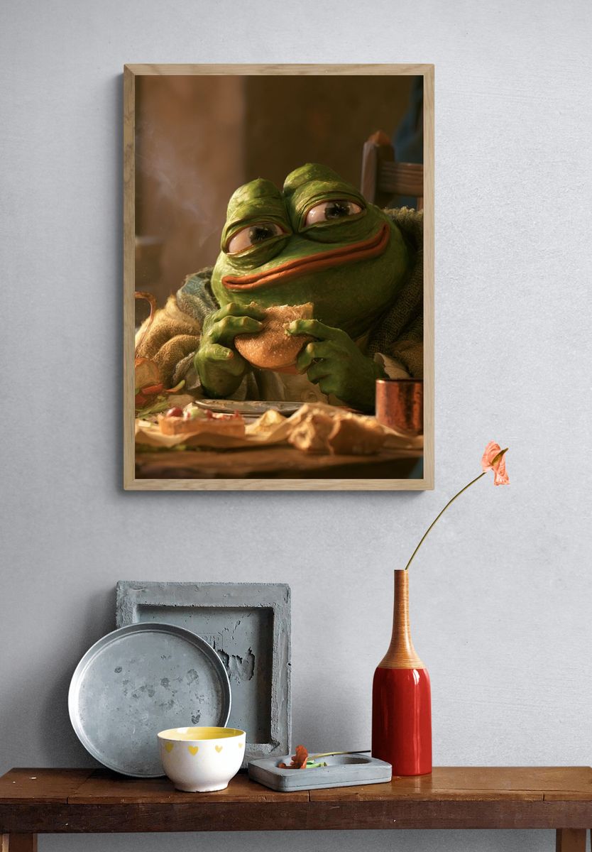 Frog Breakfast Portrait Print. — room view 3