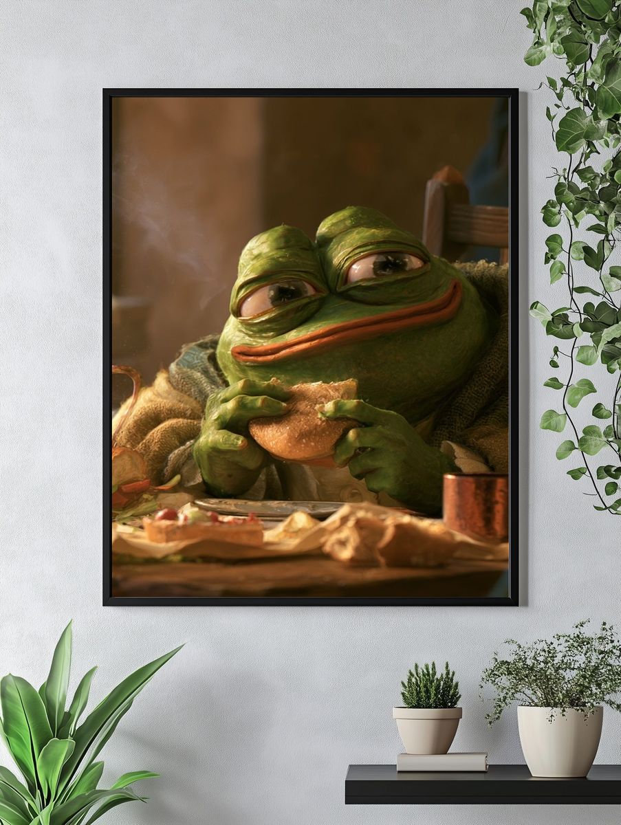 Frog Breakfast Portrait Print. — room view 4