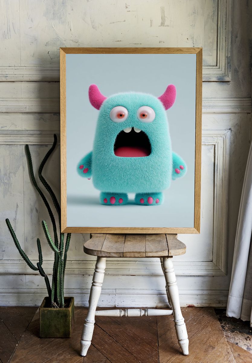 Cute Monster Character Illustration Poster. — room view 1