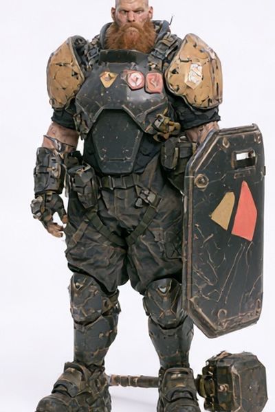 Armored Warrior Portrait Print. poster