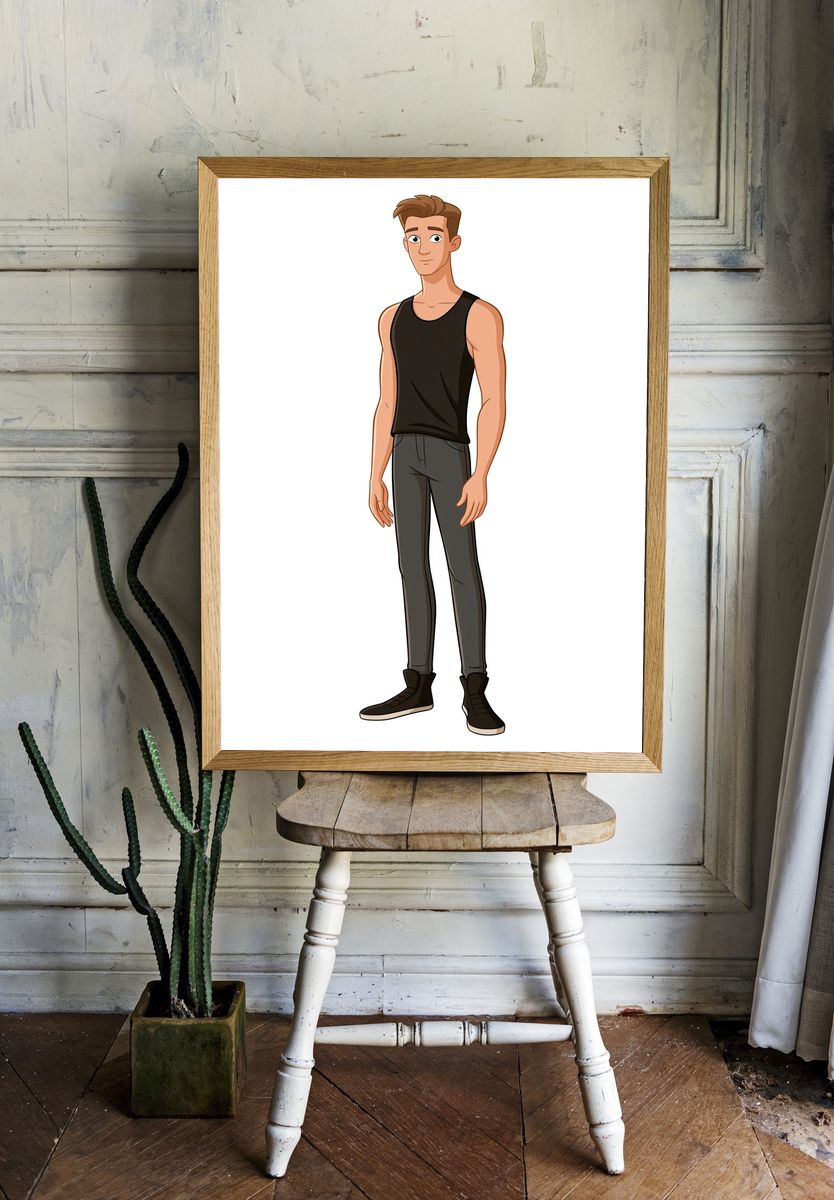 Young Man Character Illustration Poster. room preview