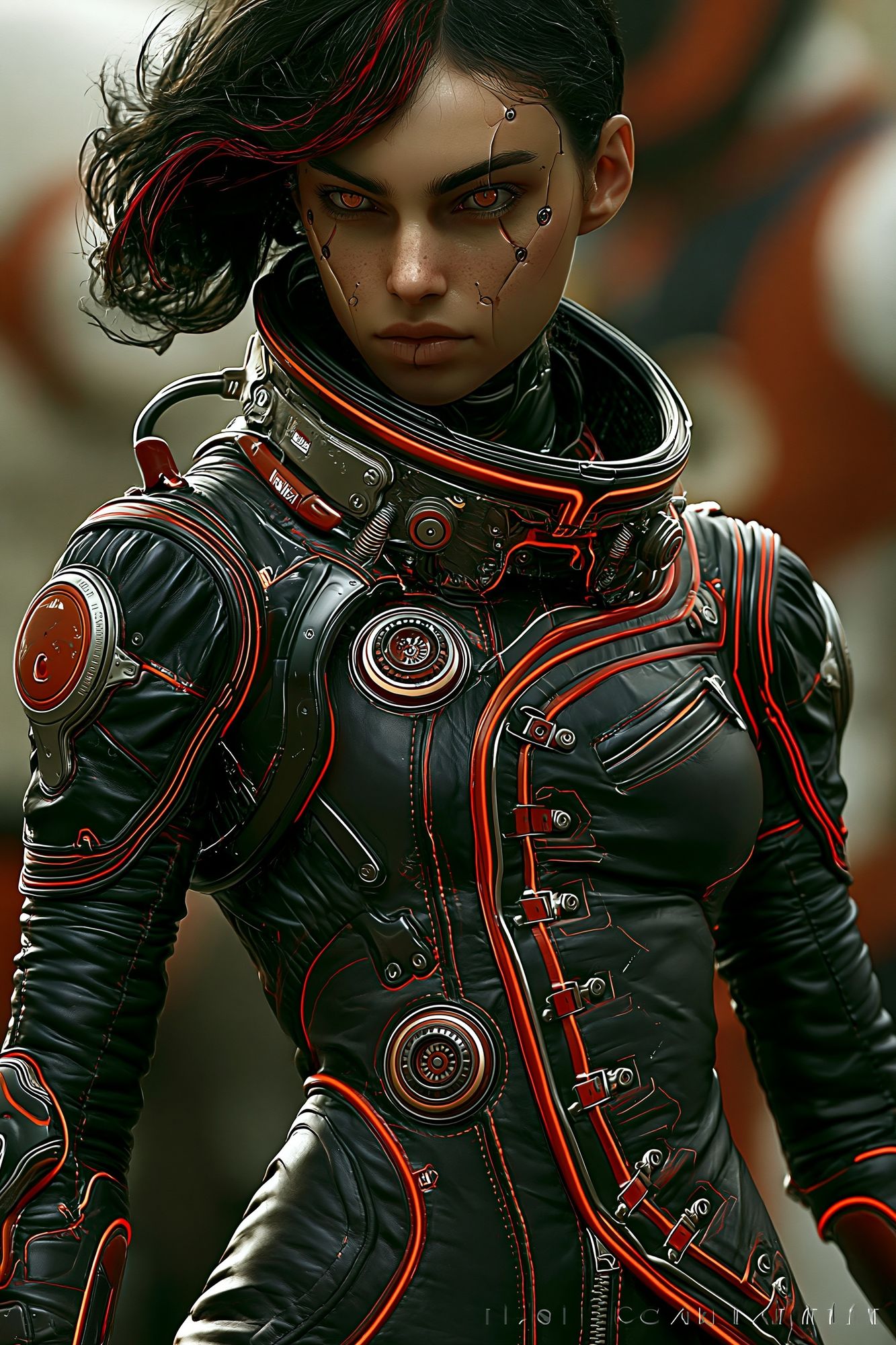 Cyberpunk Female Portrait Print. poster — illustration art