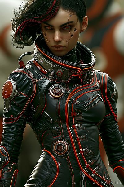 Cyberpunk Female Portrait Print. poster