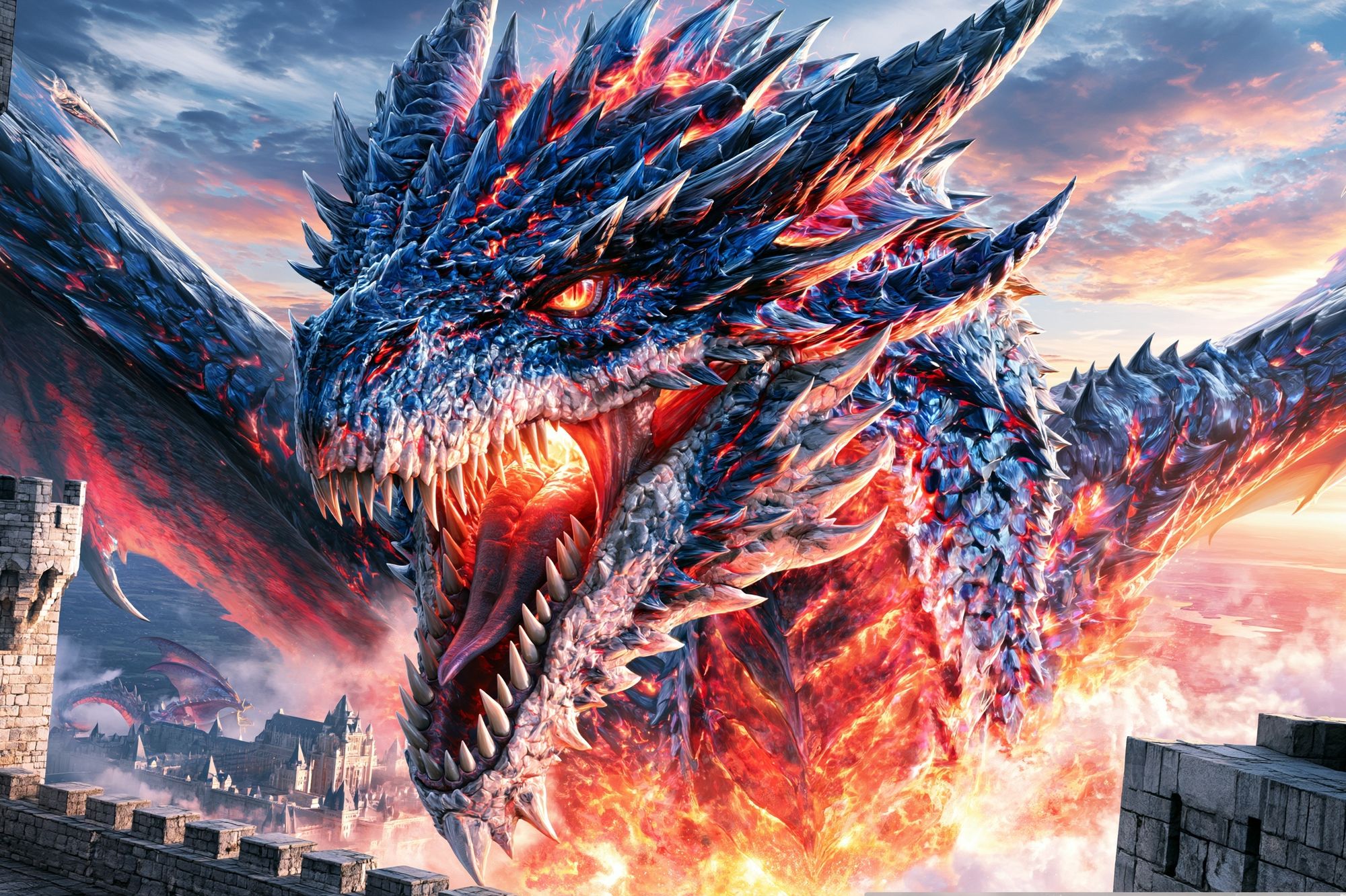 Fire Dragon Fantasy Poster. poster — illustration art