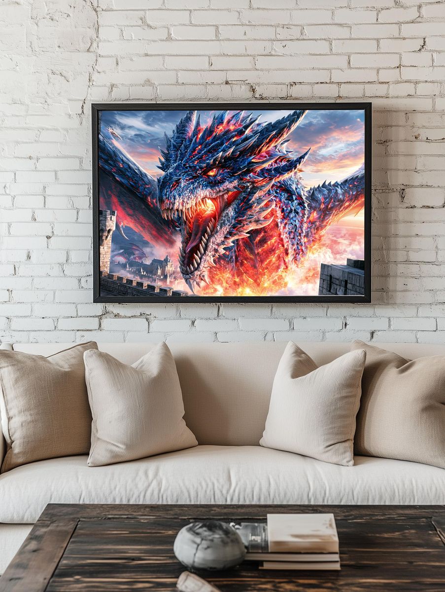 Fire Dragon Fantasy Poster. — room view 1