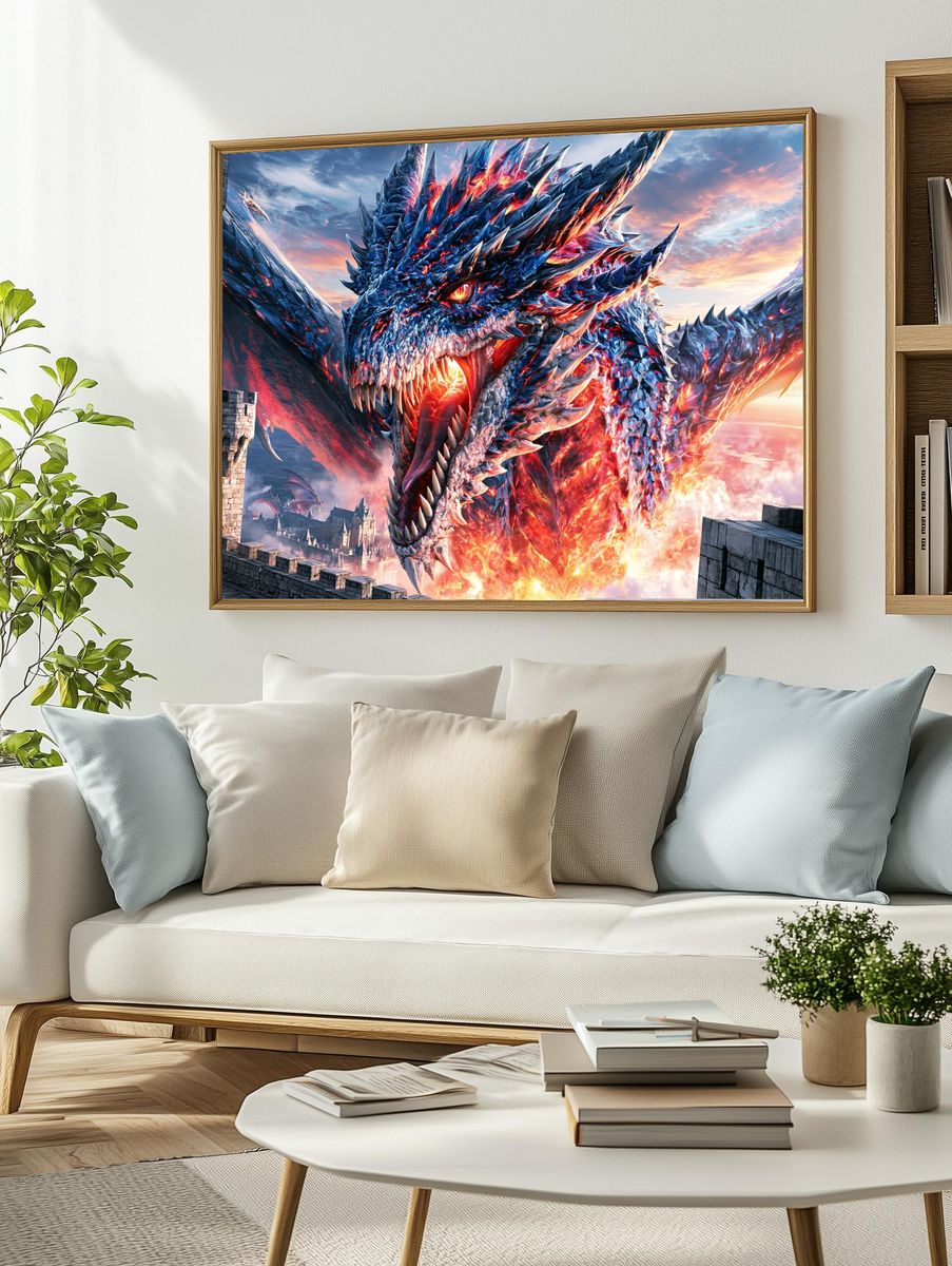 Fire Dragon Fantasy Poster. — room view 2