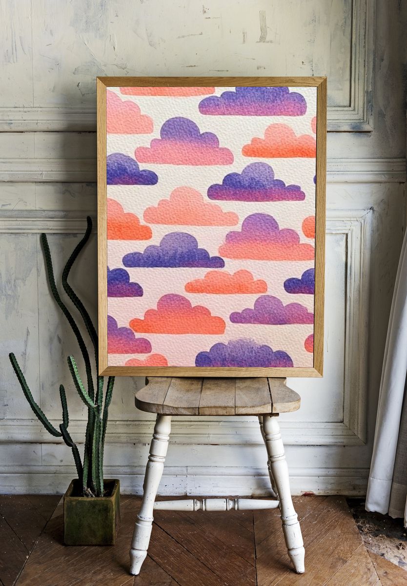 Pastel Cloud Pattern Poster. room preview