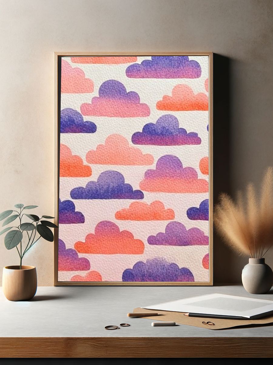 Pastel Cloud Pattern Poster. — room view 2
