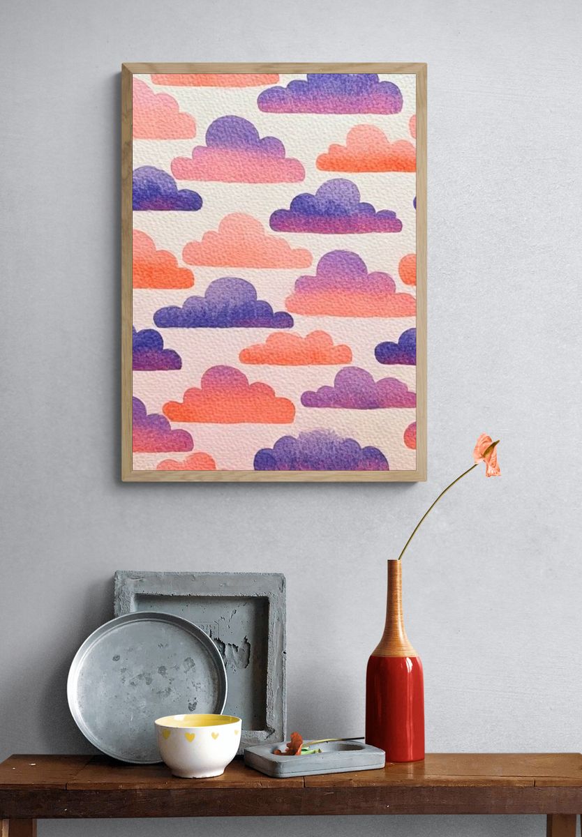Pastel Cloud Pattern Poster. — room view 3