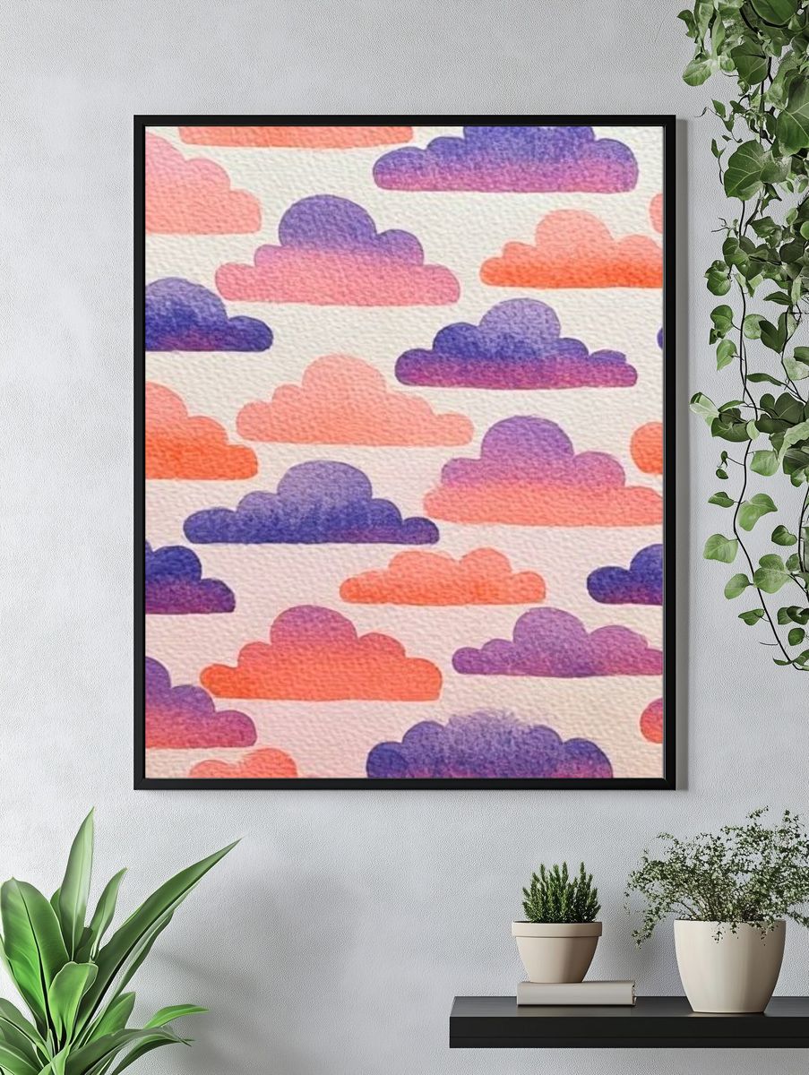 Pastel Cloud Pattern Poster. — room view 4