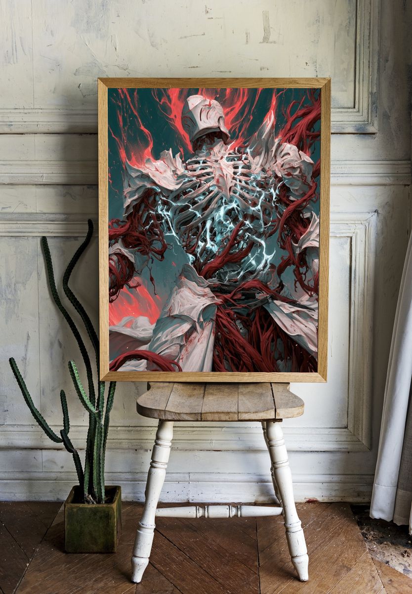 Crimson Bone Warrior Illustration Poster. — room view 1