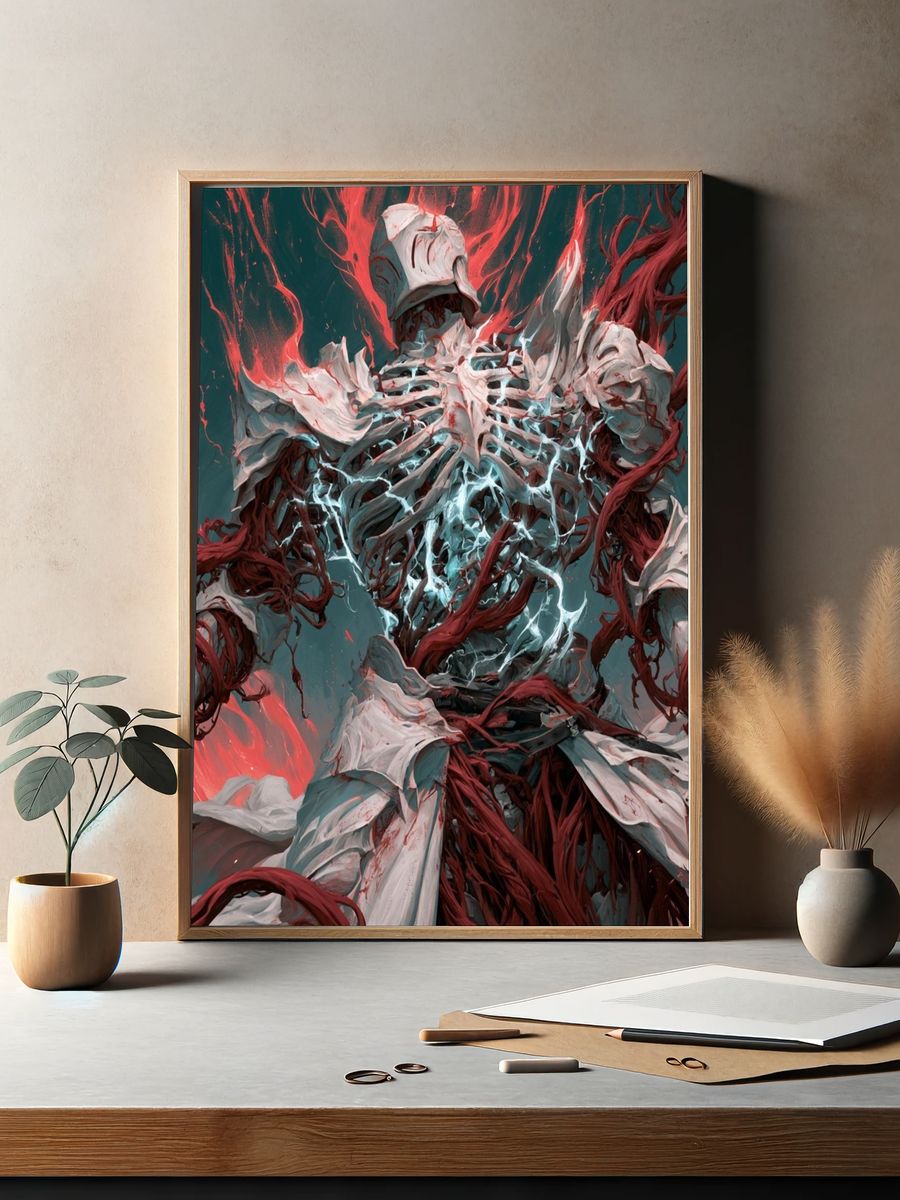 Crimson Bone Warrior Illustration Poster. — room view 2