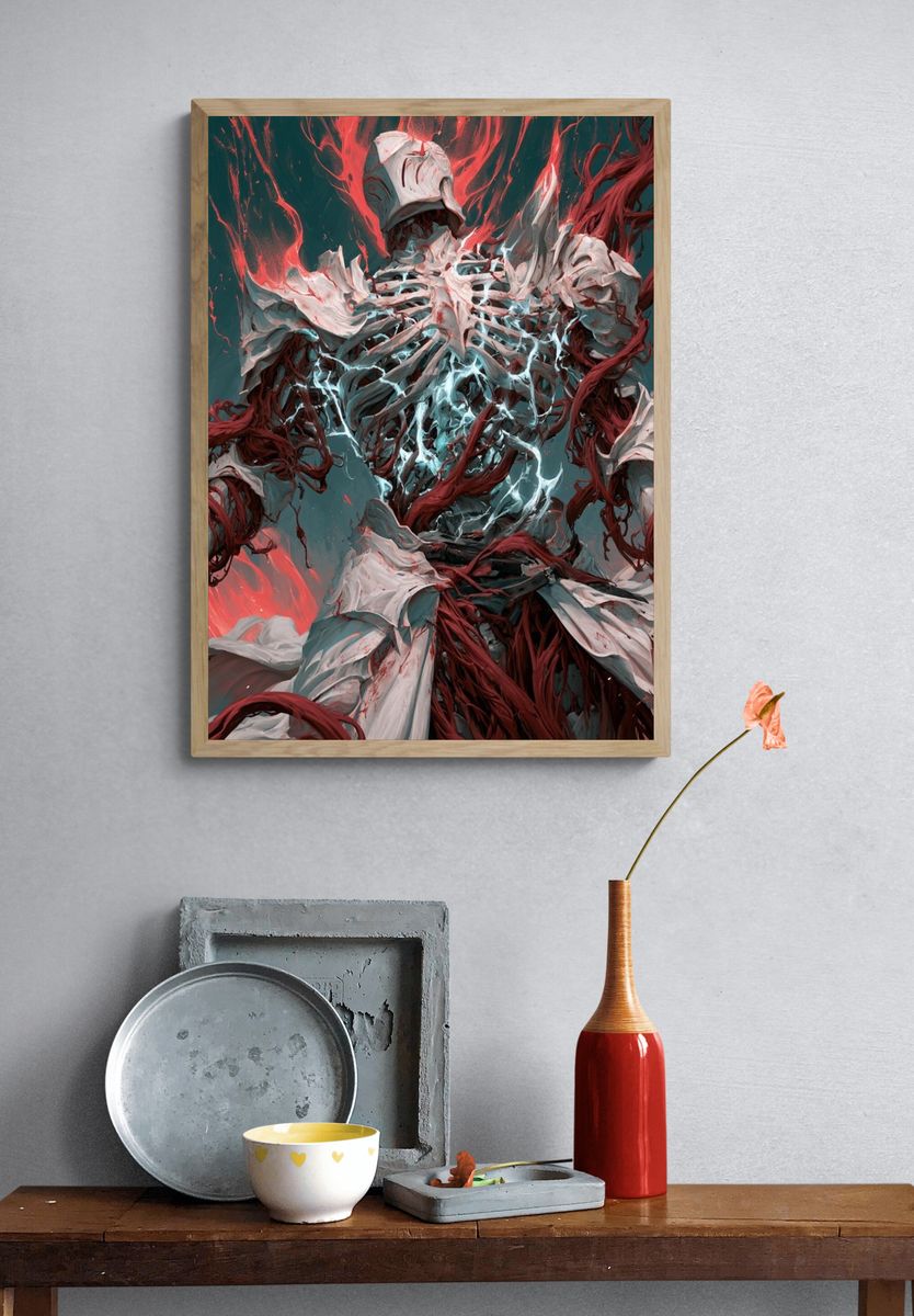 Crimson Bone Warrior Illustration Poster. — room view 3