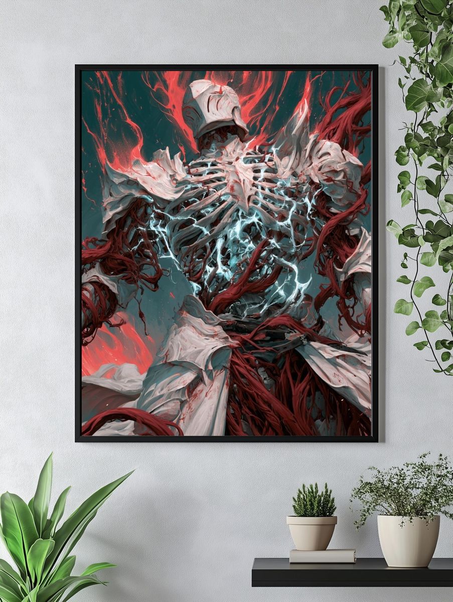 Crimson Bone Warrior Illustration Poster. — room view 4