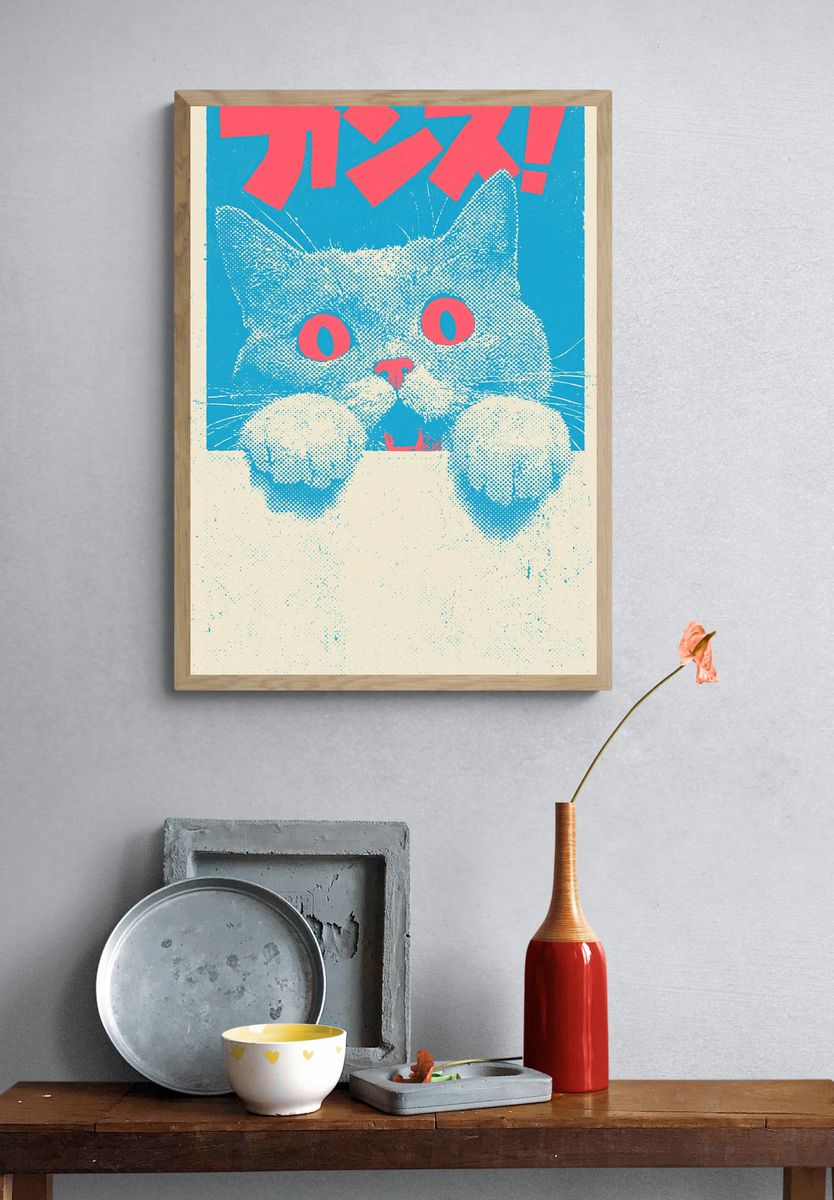 Pop Cat Graphic Poster. — room view 3