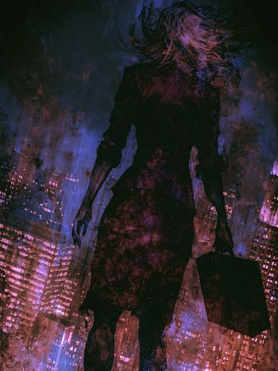 Neon City Silhouette Digital Art Poster. poster print