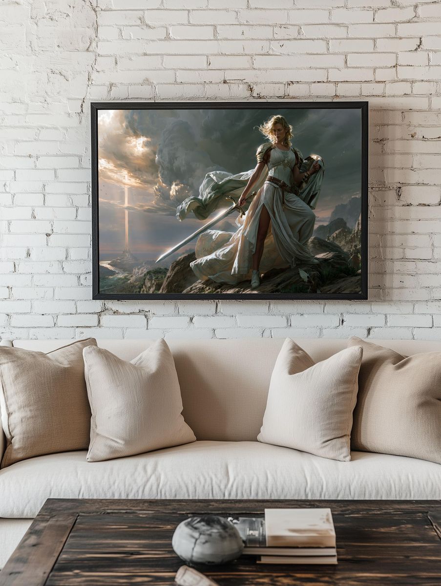 Warrior Queen Fantasy Print. room preview