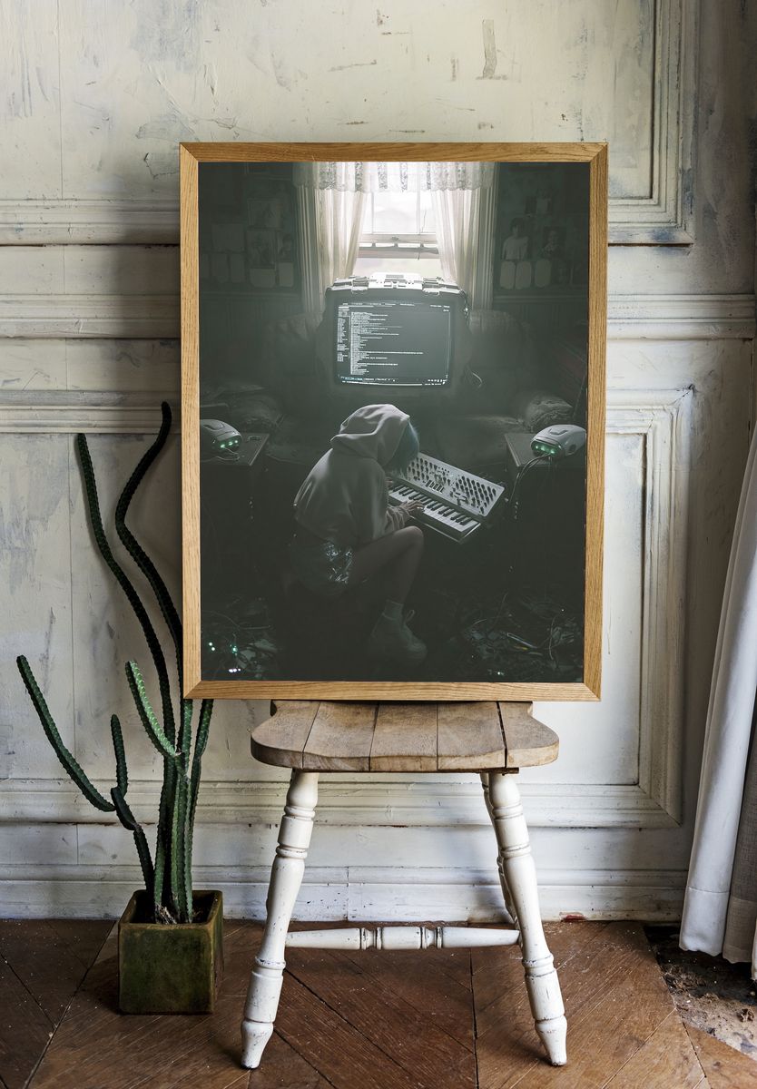 Cyberpunk Music Room Poster. — room view 1