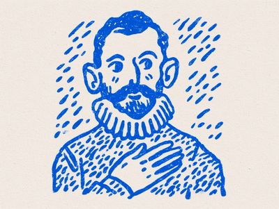 Blue Bearded Portrait Print. poster print